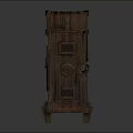 Vintage Wooden Storage Cabinet With Decorative Compartments And Carved Details