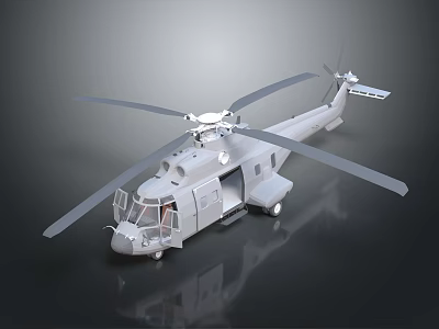 Gray Helicopter 3D Model With Main Rotor Tail Rotor And Detailed Structure 3d model