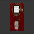 Red Decorative Item With Transparent Panel And White Label Design