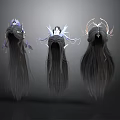 Three Stylish Decorative Hair Wigs With Angel Wings And Ornament Designs