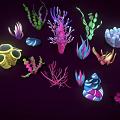 Vibrant Colorful Various Types Of Coral And Marine Plants With Different Shapes
