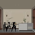 Middle Ancient Style Restaurant Middle Ancient Style Dining Table and Chair Bar Table and Chair Carved Furnishings 3d model