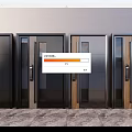 Modern Security Doors With Black Metal Frames Wooden Accents And Glass Panels