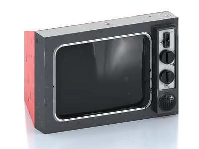 Vintage Black Television With Classic Control Knobs And Retro Screen Design 3d model