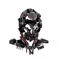 Futuristic Sci Fi Scene With Black And Red Mechanical Head And Intricate Mechanical Structure