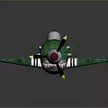 Vintage Green Fighter Airplane Model With Shark Mouth Paint And Star Emblems