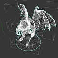 Detailed Fantasy Game And Movie Character Winged Creature With Flame Covered Back Holding Sword