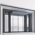 Modern Entrance Gate Design With Gray Frame And Large Glass Panels