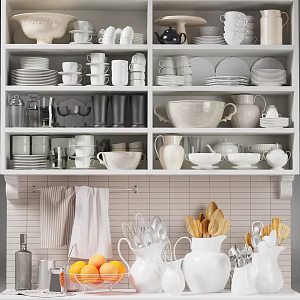 Modern Kitchen Supplies Cup Bowl Tableware Combination 3d model