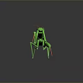 Green Metallic Mantis 3D Model With Red Antennae And Glossy Exoskeleton