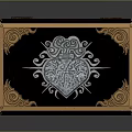 Elegant Decorative Ornament Set With Dark Box Gold Trim And Intricate Patterns