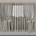 Modern Layered Curtains with Sheer Panels Tied Sides and Green Trees View in Room Window