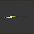 Colorful Fishing Lure With Green Yellow Silver Body And Fishing Line On Dark Background