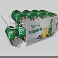 Tsingtao Beer Football Themed Canned Beer Display In Metal Rack With Signboard