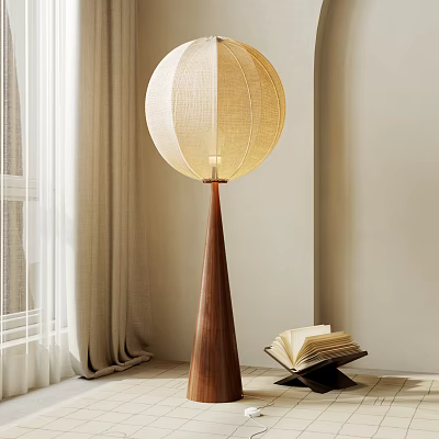 Natural Design Floor Lamp In Bright Room By Window And Books 3d model