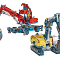 Building Blocks Construction Vehicles Models With Crane Excavator Mechanical Arms Tracks And Colorful Parts