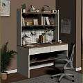 Modern Minimalist Desk Setup With Bookshelf Table Lamp Green Plant Calendar And Chair