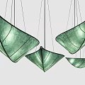Green Modern Pendant Lights With Unique Leaf Shaped Design Hanging In Interior 3d model