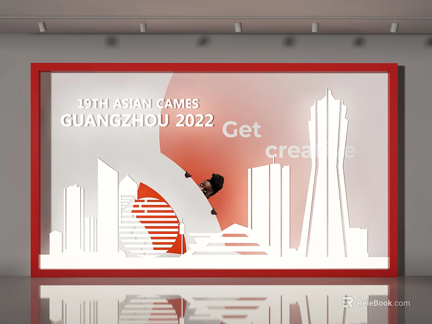 Event Display Wall for 10th Asian Games Guangzhou 2022 With Creative City Skyline Silhouettes 3d model 