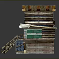 Rustic Two Story House Model With Wooden Stairs Balcony Blue Walls Windows And Doors