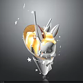 Magical Rabbit Character With Unicorn Horn And Starry Ice Cream Cone