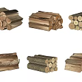 Natural Stone and Wood Piles Stacked in Various Sizes and Natural Shapes