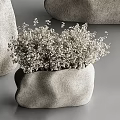 Textured Gray Vase With White Baby's Breath Flowers For Modern Home Decorative Interior