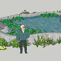 Serene Garden Water Feature With Lily Pads Pond Surrounding Greenery And Stone Steps