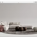Modern Light Sofa And Coffee Table Set With Plush Cushions Accent Chair And Gray Rug