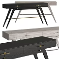 Modern Black And Wooden Dining Table With Drawers And Gold Handles
