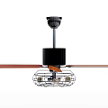 Ceiling Air Conditioner Fan with Wooden Blades Black Motor and Metal Grille Design