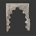 Carved Stone Arch Architectural Component With Intricate Patterns And Traditional Design 3d model