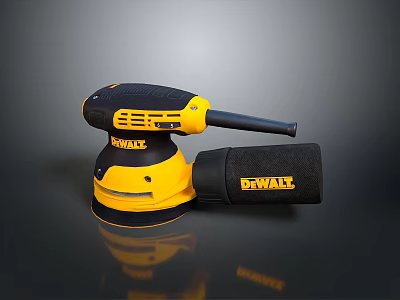 DEWALT Electric Sander With Yellow Black Body And Dust Collection Attachment 3d model