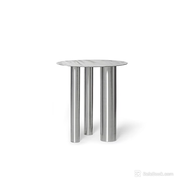Modern Minimalist Round Coffee Table With Stainless Steel Legs And Sleek Marble Top Design 3d model 