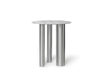 Modern Minimalist Round Coffee Table With Stainless Steel Legs And Sleek Marble Top Design 3d model