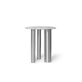 Modern Minimalist Round Coffee Table With Stainless Steel Legs And Sleek Marble Top Design