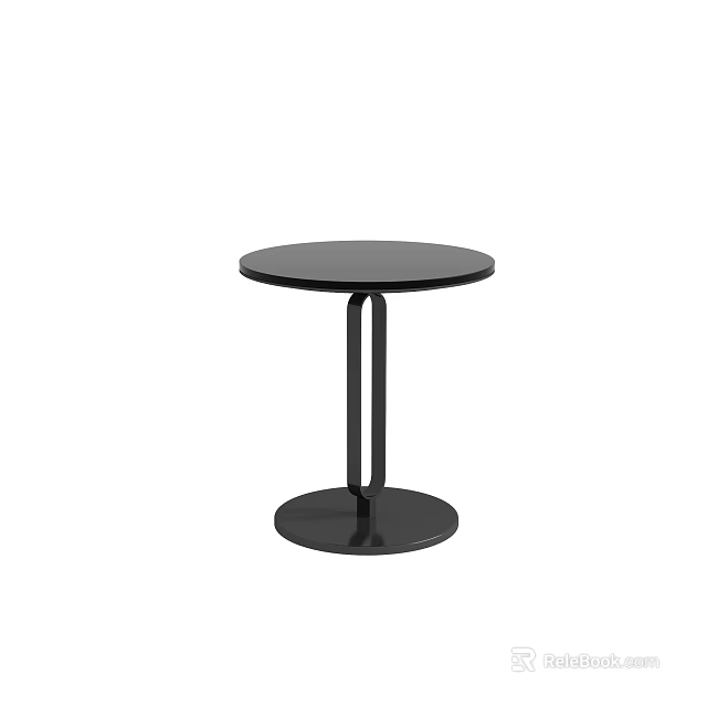 Modern Black Side Table With Round Top And Ring Shaped Base 3d model