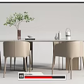 Modern Dining Table and Chair Combination Long Table Decoration Combination 3d model