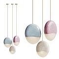 Modern Colorful Ceiling Lights Featuring Blue Pink White Oval Egg Shaped Designs 3d model