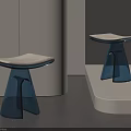Modern Stools with Transparent Blue Base and Light Colored Seat Cushion in Minimalist Interior Setting