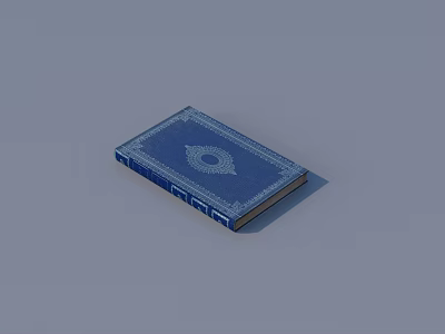 Elegant Blue Hardcover Book With Detailed White Decorative Pattern On Cover 3d model