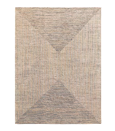 Modern Geometric Square Rug With Beige Brown Striped Pattern And Soft Woven Texture 3d model
