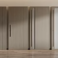 Modern Hinged Doors with Vertical Grooves and Smooth Wooden Surface Interior Design 3d model