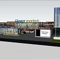 Vibrant Commercial Street With Colorful Buildings Open-air Shops Pedestrians And Bench Seats