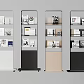 Modern Multi Tiered Bookcases In Four Different Colors With Wheels Holding Books And Magazines