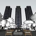 Modern High Rise Residential Buildings With Surrounding Trees And Urban Exterior Design