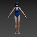 Game Film Character With Blue Purple Hair Round Glasses And Green Eyes