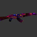 Vibrant Multicolored AK Rifle Featuring Purple Blue Orange Patterned Design