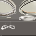 Modern Curved Design Lighting Fixtures Set with Ring Shape and Soft LED Lights 3d model
