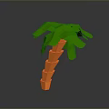 Creative Geometric Plant Design with Orange Layered Trunk and Green Leaves